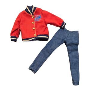 Vintage Barbie 1995 The Original Arizona Jean Co Outfit Varsity Jacket And Jeans
